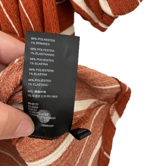 By Anthropologie Terra Cotta Stripe off the Shoulder Top Small Short Sleeve - Picture 5 of 5